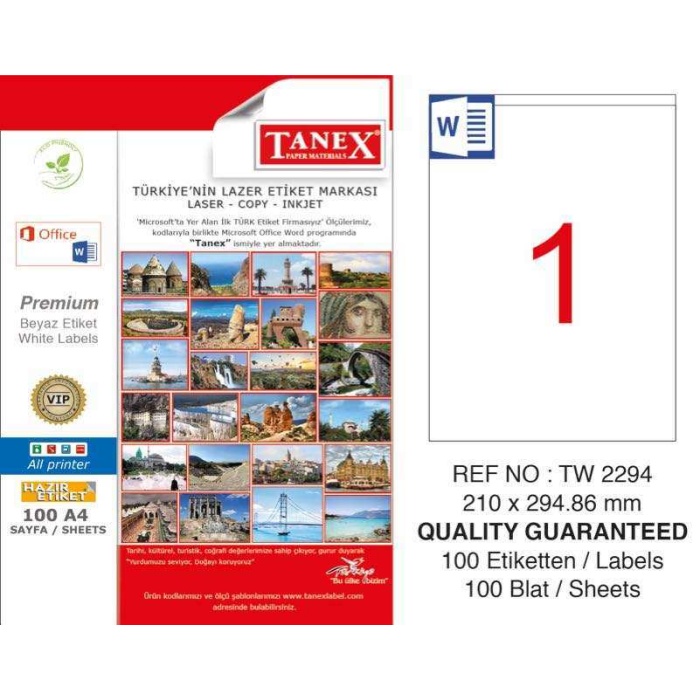 TANEX LAZER ETİKET (210x294.86) (100LÜ)