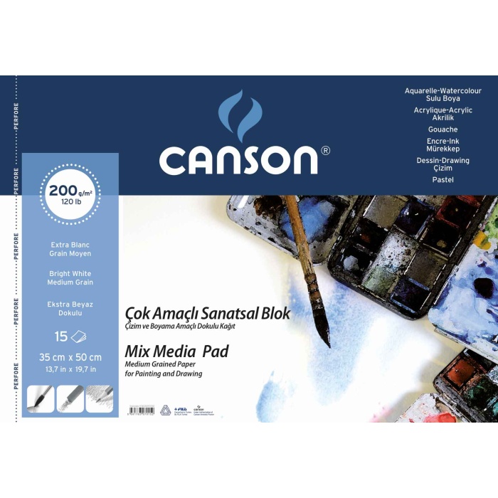 CANSON 1557 FINFACE RESİM BLOK 35x50 200GR 15YP (ÇOK AMAÇLI)