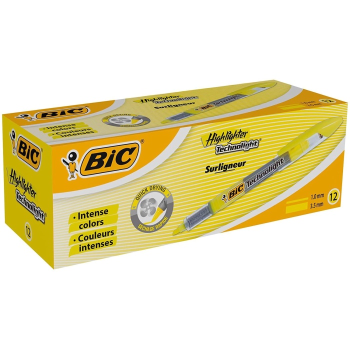 BIC FOSFORLU KALEM TECHNOLIGHT SARI 12Lİ