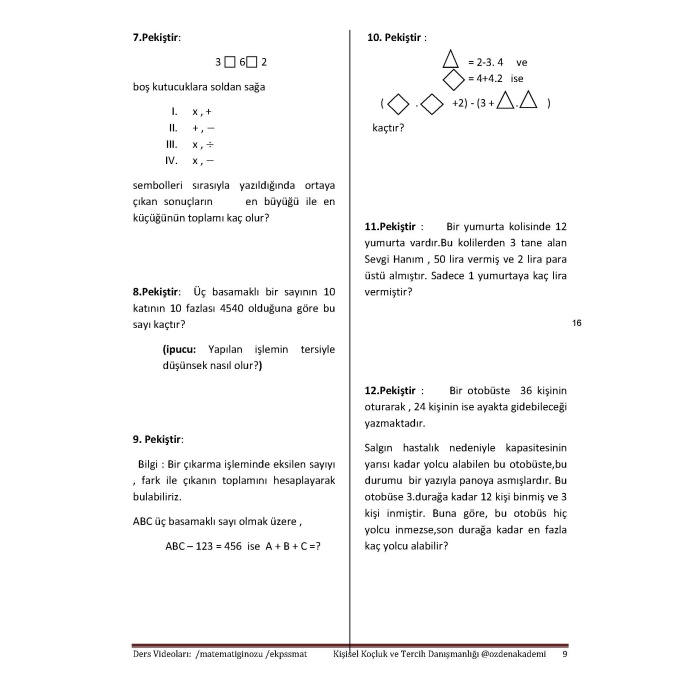 Matematiğin Özü Temel Matematik Defteri