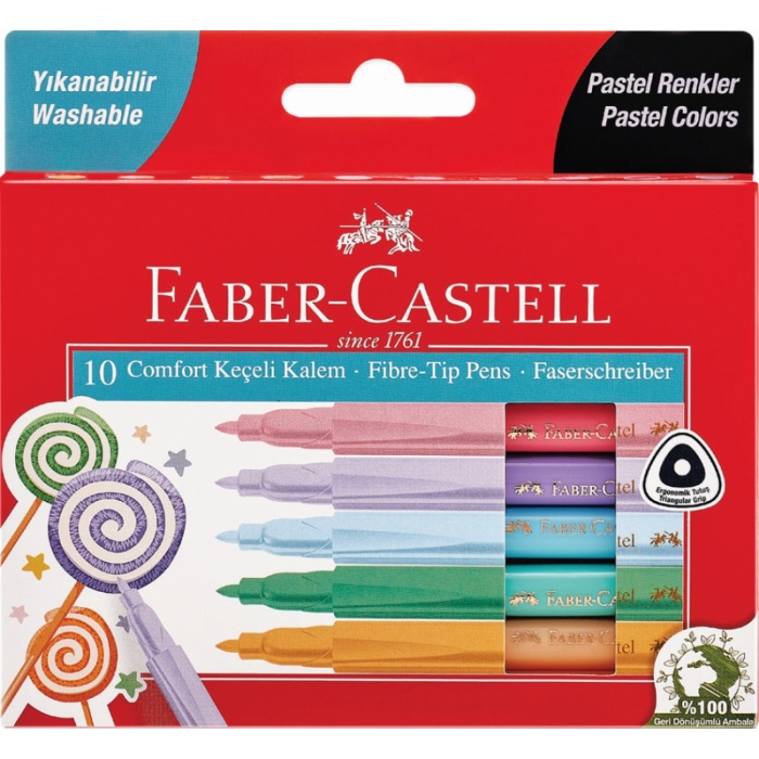 FABER COMFORT KEÇELİ KALEM PASTEL RENKLER, 10’LU