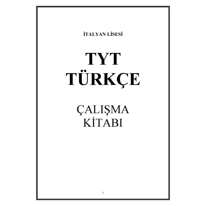 İtalyan Lisesi TYT Türkçe Çalışma Kitabı