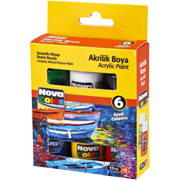 NOVA COLOR AKRİLİK BOYA ŞİŞE 6 LI 17 ML