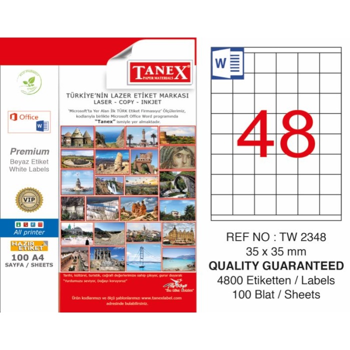 TANEX LAZER ETİKET (35x35) (100LÜ)