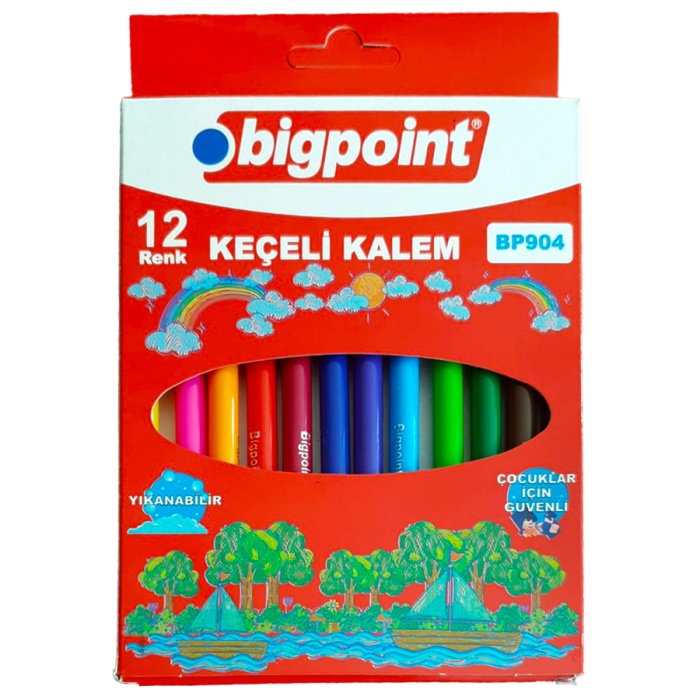 Bigpoint Keçeli Kalem 12li Set (Karton Kutulu)
