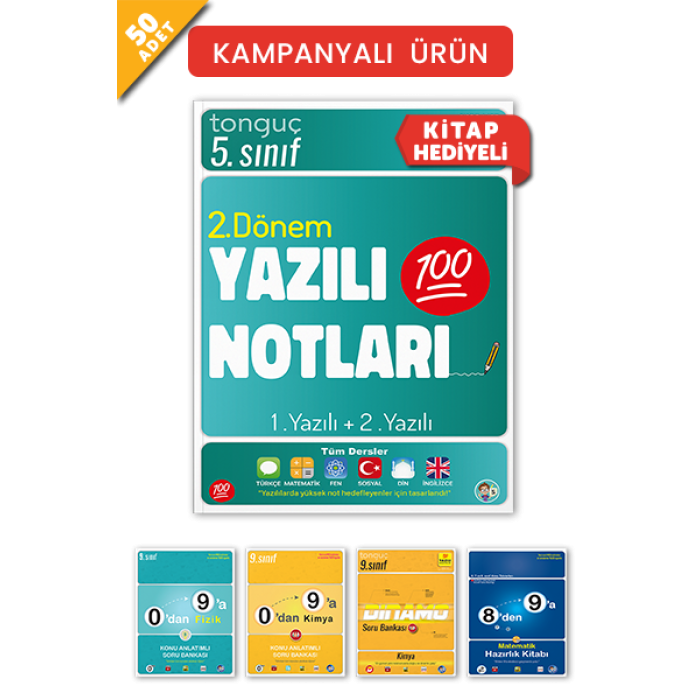 5. Sınıf Yazılı Notları-50 li Paket (8 Kitap Hediyeli)