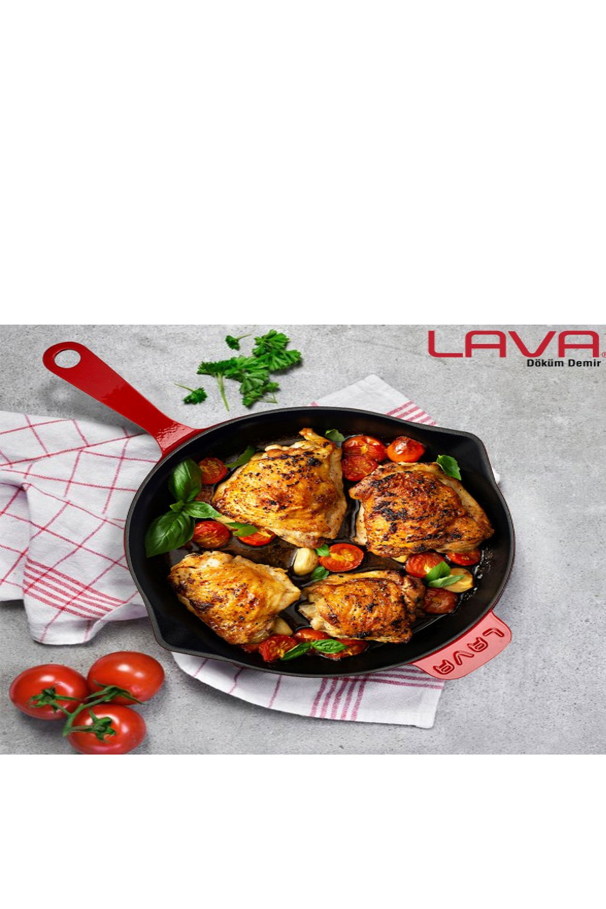 Lava Döküm Yuvarlak Kızartma Tavası 28 cm Metal Saplı