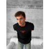 Ön Ve Arka Baskılı Oversize Bisiklet Yaka T-Shirt- Siyah