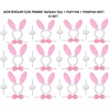 Pembe Tavşan Kostüm Seti – Taç, Papyon, Ponpon (12’Li Paket)