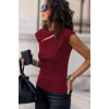 Kadın Sıfır Kol Pencere Detay Viskon T-Shirt