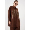 Desenli Tunik Pantolon İkili Takım 6720 - Kahverengi
