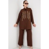 Desenli Tunik Pantolon İkili Takım 6720 - Kahverengi