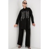 Desenli Tunik Pantolon İkili Takım 6720 - Siyah