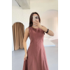 Keten Uzun Kolsuz Elbise- Gül Kurusu