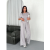 Osy Yumuşak Dokulu Kumaş Bisiklet Yaka T-Shirt  Bol Paça Pantalon Ikili Takım - Boyalı Gri