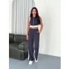 Osy Yumuşak Dokulu Kumaş Tam Fermuarlı Crop Pantalon İkili Takım - Antrasit