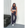 Osy Yumuşak Dokulu Kumaş Tam Fermuarlı Crop Pantalon İkili Takım - Antrasit