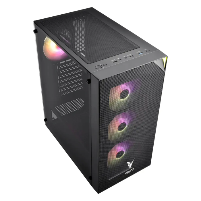 Vento Vg4200S Mid Tower, 750W 80+ Siyah, Temperli Cam, Rgb, Atx Gaming Kasa