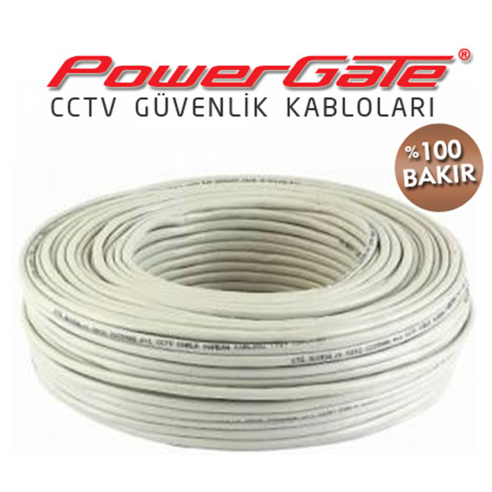 Powergate Evo 100Mt, 2+1 (2X0,22+0,33) %100Bakır, Cctv Güvenlik Kablosu