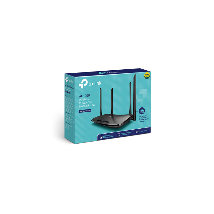 Archer Vr300 V2, Ac1200, 4Port, Dual Band Wifi, 867Mbps, 4Xanten, Vdsl,Adsl Modem