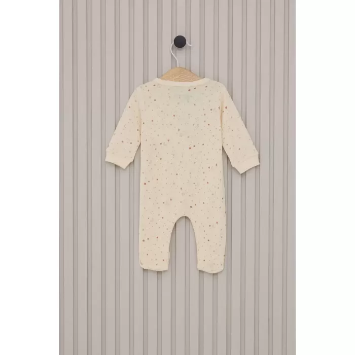 Kız Bebek Patikli Tulum  Krem