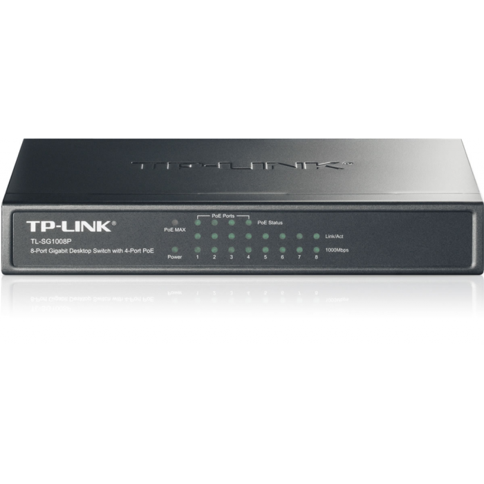 Tl-Sg1008P, 8 Port, Gigabit, Metal Kasa, 4 Port Poe, 55W, Yönetilemez, Masaüstü Switch