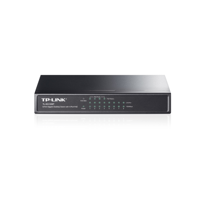 Tl-Sg1008P, 8 Port, Gigabit, Metal Kasa, 4 Port Poe, 55W, Yönetilemez, Masaüstü Switch
