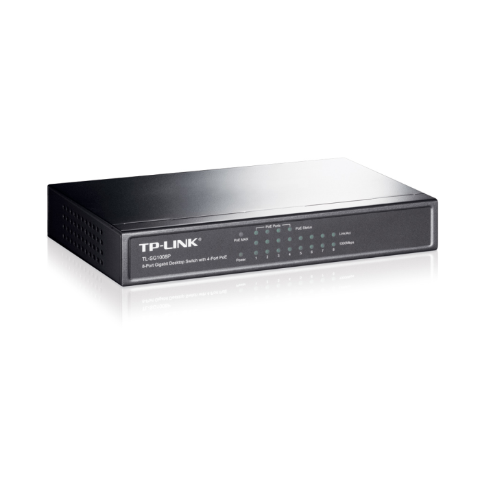 Tl-Sg1008P, 8 Port, Gigabit, Metal Kasa, 4 Port Poe, 55W, Yönetilemez, Masaüstü Switch