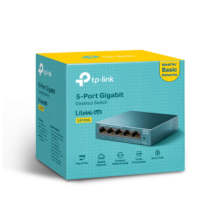 Ls105G, Green Tech, 5 Port, Gigabit,  Metal Kasa, Yönetilemez, Masaüstü Switch