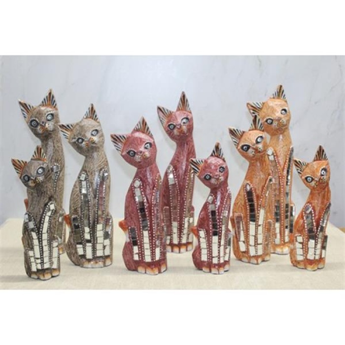 Ahşap 3Lü Kedi Seti 30 Cm Model 2