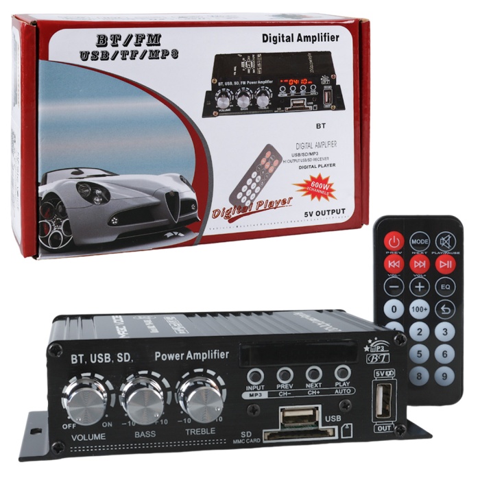 Yw-406L 12 Volt 100 Watt Motosi̇klet Bluetooth Amfi̇ Usb/Sd 2 Kanal Pazarci - Anfi̇ (154X80X42Mm)