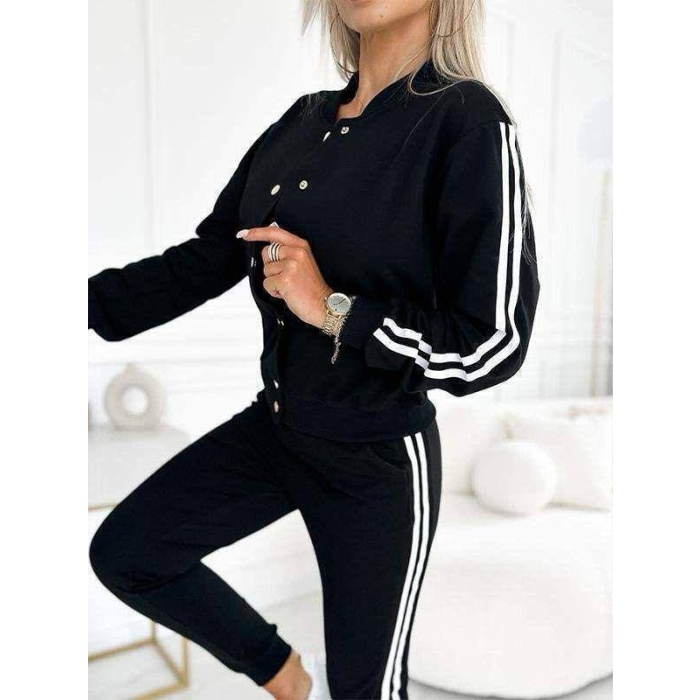 Kadın Üst Çıtçıt Düğmeli Ceket, İç Kaşkorse Atlet, Şertit Detay Pantalon Üçlü Takım