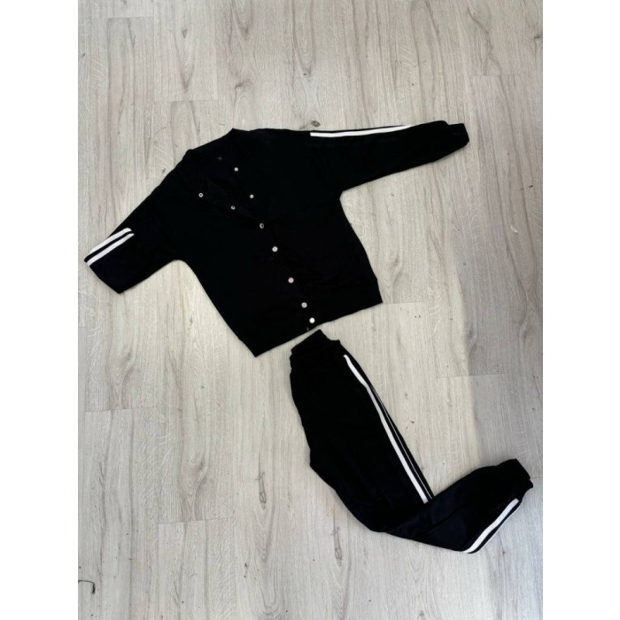 Kadın Üst Çıtçıt Düğmeli Ceket, İç Kaşkorse Atlet, Şertit Detay Pantalon Üçlü Takım