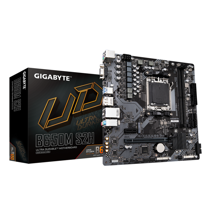 Gigabyte B650M S2H, Rev.1.0, 2Xddr5, M.2, Dp, Hdmi, Vga, Amd Ryzen 7000 Serisi, Am5 Soket Anakart