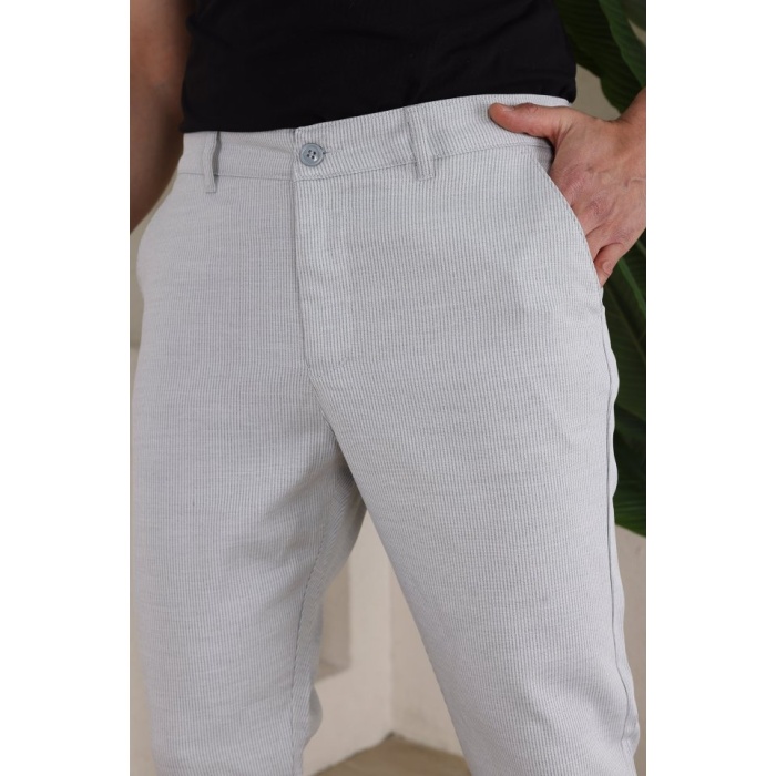 Erkek Casual Slim Fit Cord Desenli Kumaş Pantolon
