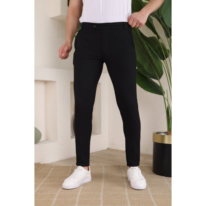 Erkek Slim Fit Likralı Bilek Boy Kumaş Pantolon