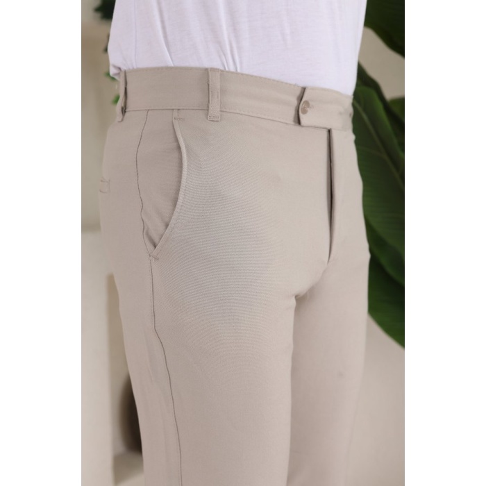 Erkek Slim Fit Likralı Bilek Boy Kumaş Pantolon
