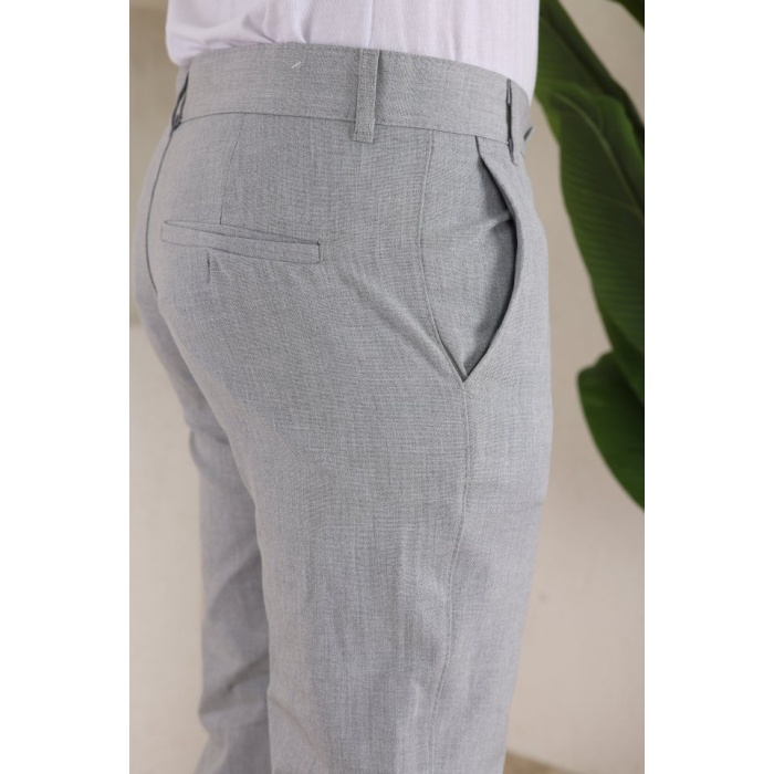 Erkek Slim Fit Likralı Bilek Boy Kumaş Pantolon