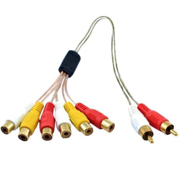2 Rca Erkek / 6 Rca Dişi 60 Cm Kablo