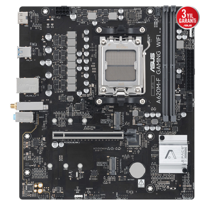 Asus A620M-F Gaming Wifi, 2Xddr5, 2Xm.2, Hdmi, Wi-Fi 6E, Bluetooth V5.3, Am5 Soket Gaming Anakart