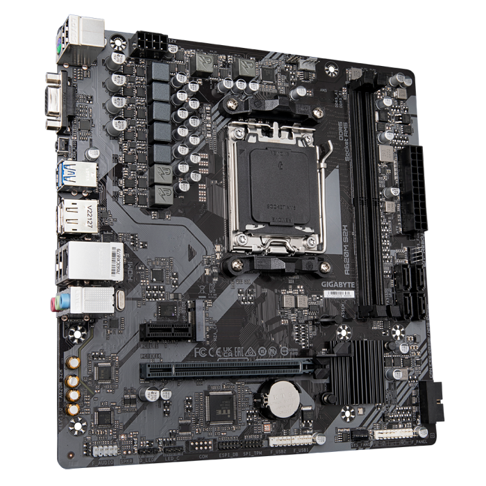 Gigabyte A620M-S2H, Rev.1.2, 6400Mhz, 2Xddr5, 1X M.2, D-Sub, Hdmi, Dp, Am5 Soket Anakart