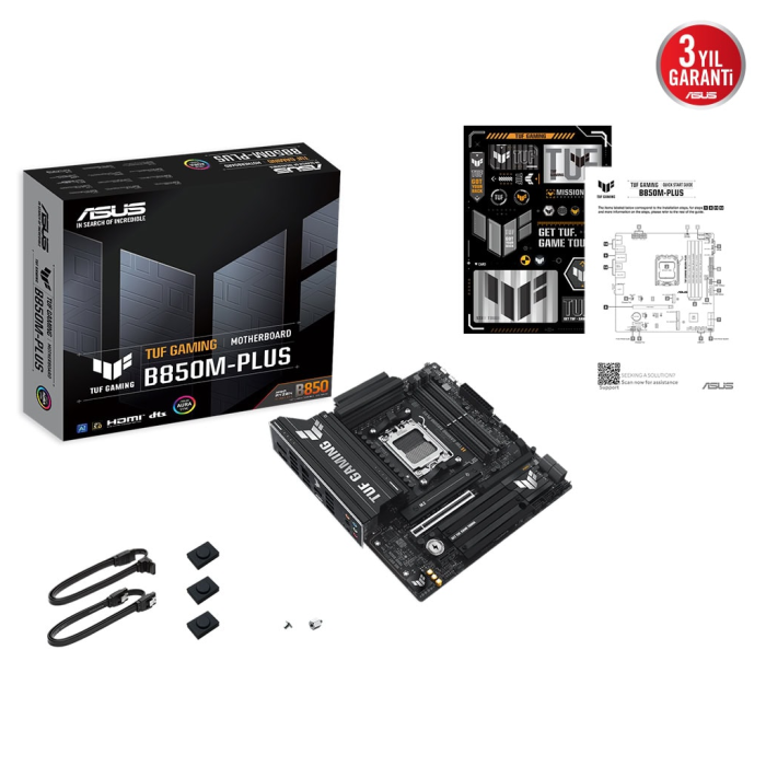 Asus Tuf Gaming B850M-Plus, 4Xddr5, 3X M.2, Hdmi, Dp, Type-C, Am5 Soket Gaming Anakart