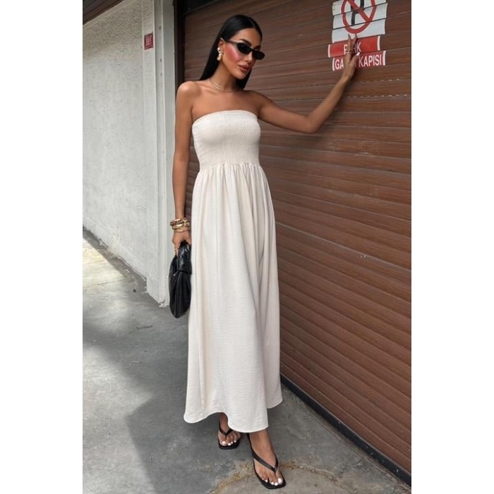 Göğsü Gipeli Straplez Elbise 2878