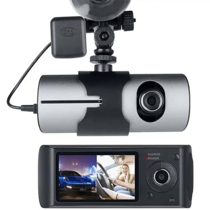 R300 Gps Destekli Çift Kameralı Araç İçi Dashcam Dvr Kamera Seti