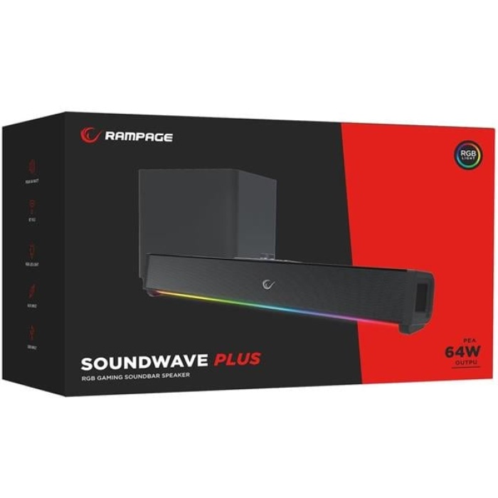 Rm-1 Soundwave Plus Siyah 2X15 Watt+34 Watt Bt+Usb+Aux+Tf Kartlı Gaming Soundbar