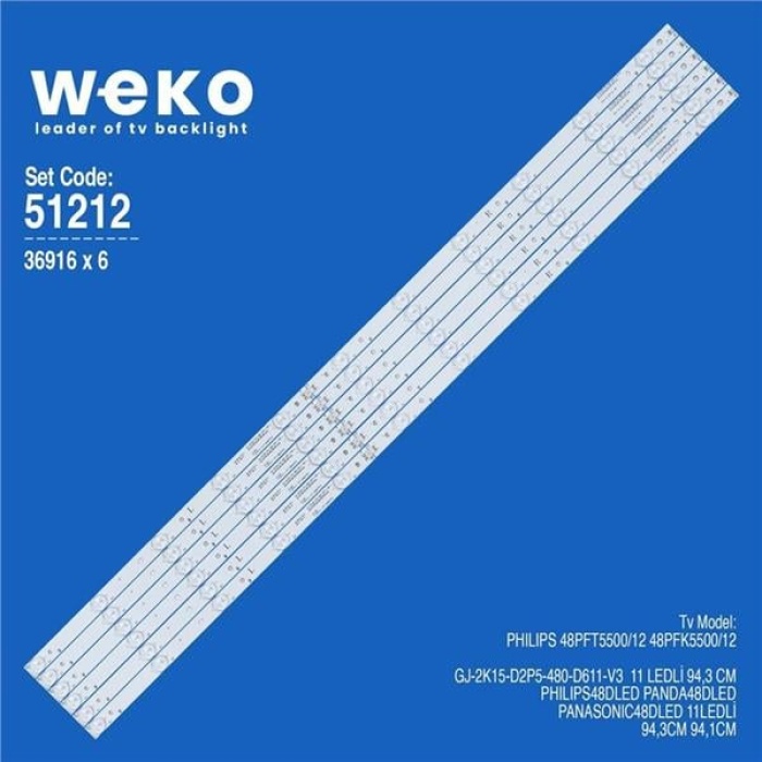Wkset-6212 36916X6 Gj-2K15-D2P5-480-D611-V3  6 Adet Led Bar (Bölünmüş Model)