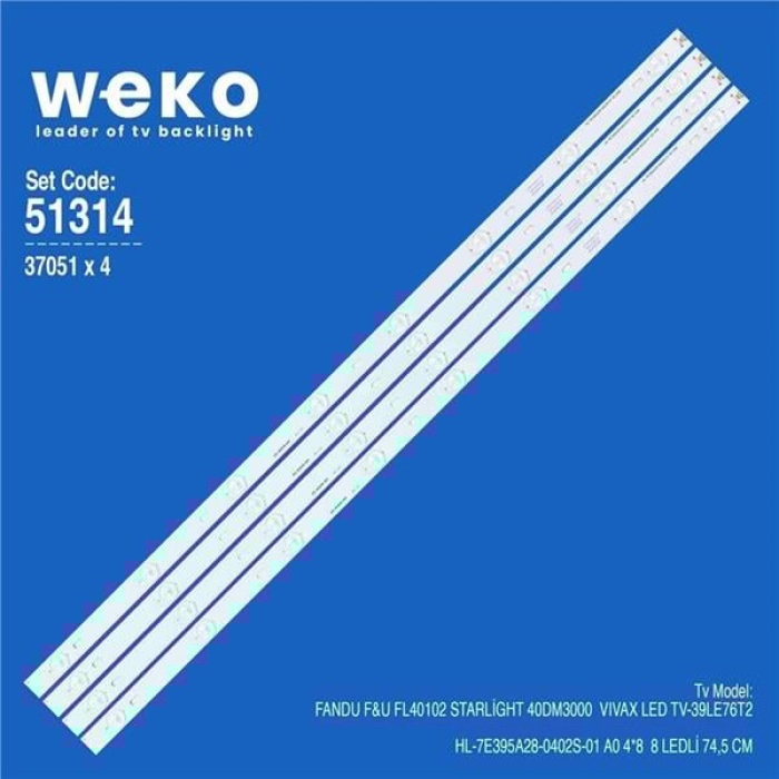 Wkset-6314 37051X4 Hl-7E395A28-0402S-01 A0 4*8 4 Adet Led Bar