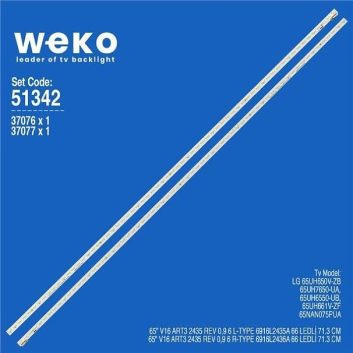 Wkset-6342 37076X1 37077X1 65 V16 Art3 2435/4 Rev 0,9 6 L/R-Type 2 Adet Led Bar (66Led)