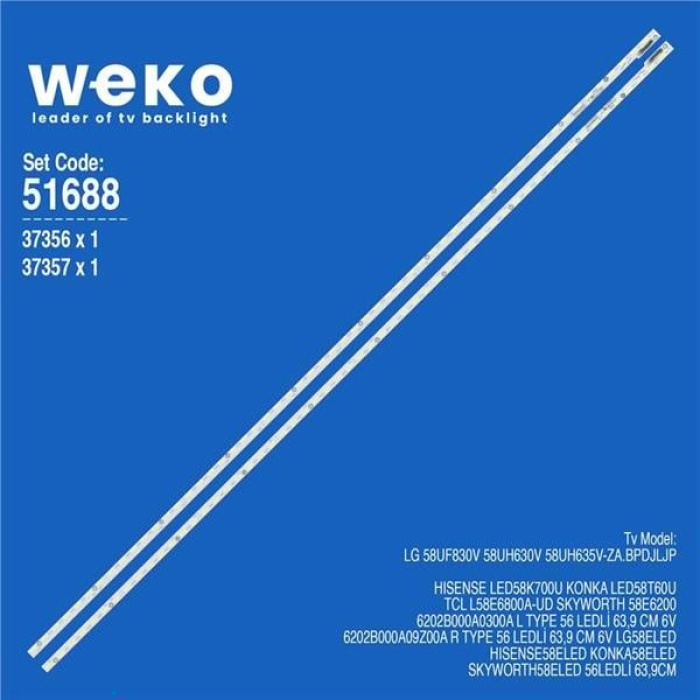 Wkset-6688 37356X1 37357X1 6202B000A0300A V580Dj2-Ks5  2 Adet Led Bar (56Led)