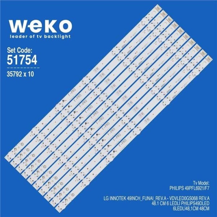 Wkset-6754 35792X10 Lg Innotek 49Inch_Funaı_Rev.a - Vdvled0Gs068 Rev.a 10 Adet Led Bar